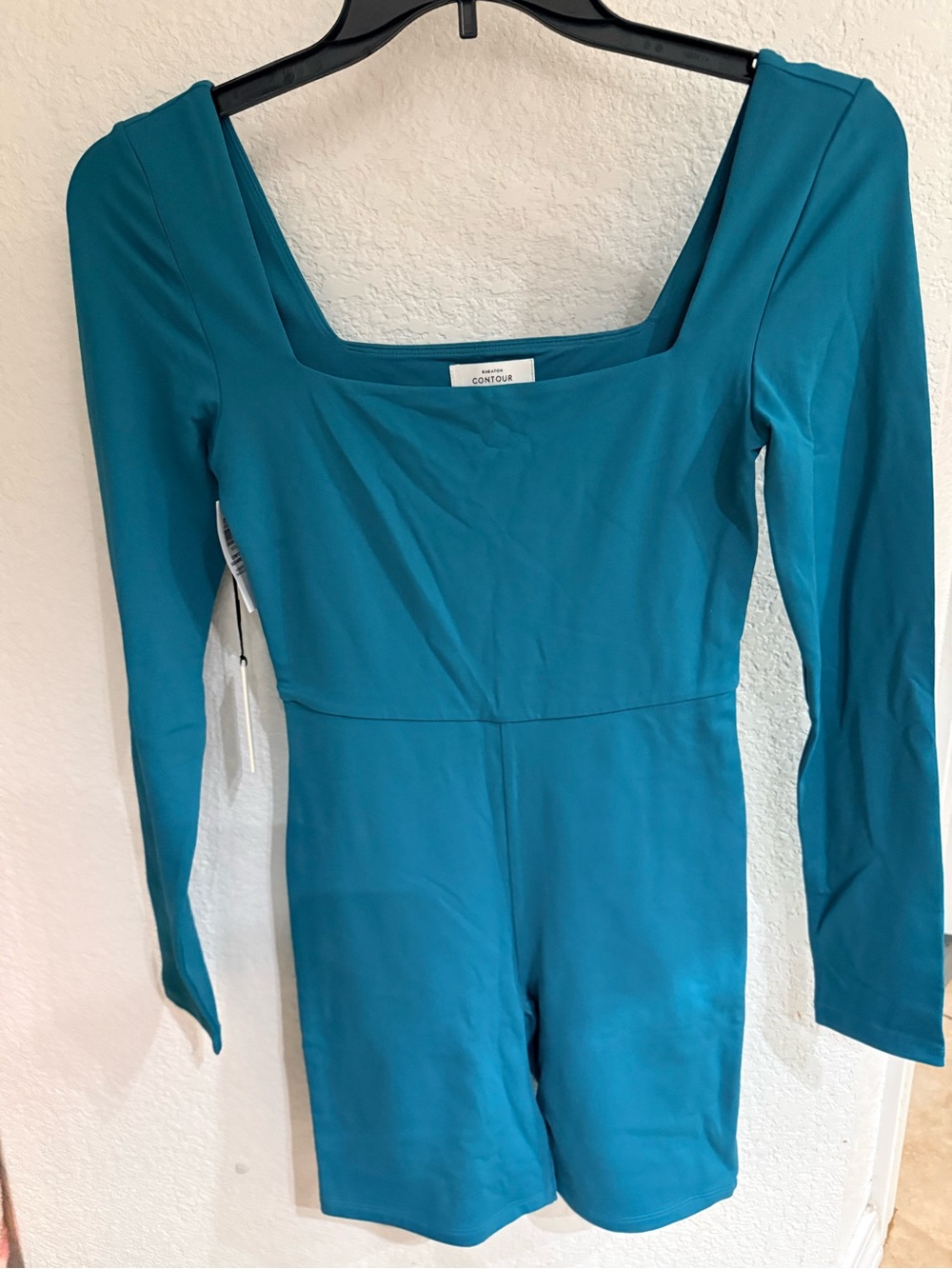 Aritzia - Babaton. Teal Long-Sleeve Square-Neck Romper